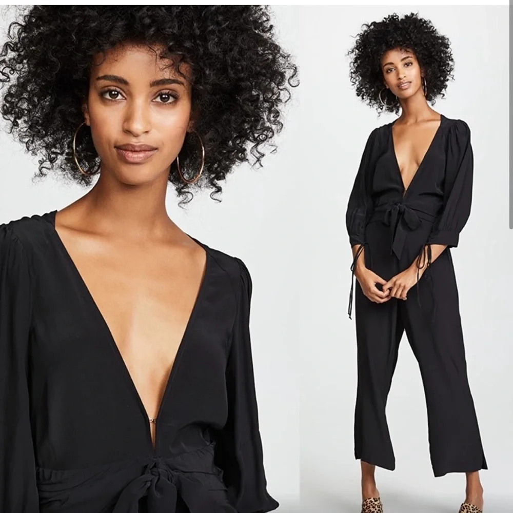 NWT For Love & Lemons Georgia black jumpsuit size large - Picture 4 of 4